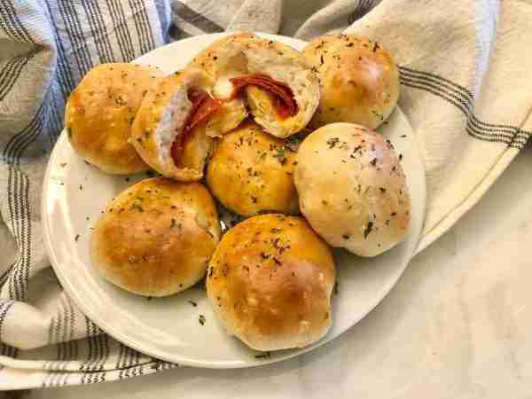 Pizza Bombs on a white plate