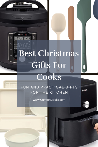 Best Christmas Gifts For Cooks Graphic with a 4 part grid and text overlay