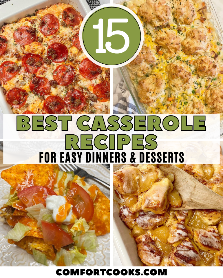 Best Casserole Recipes four part image with text overlay