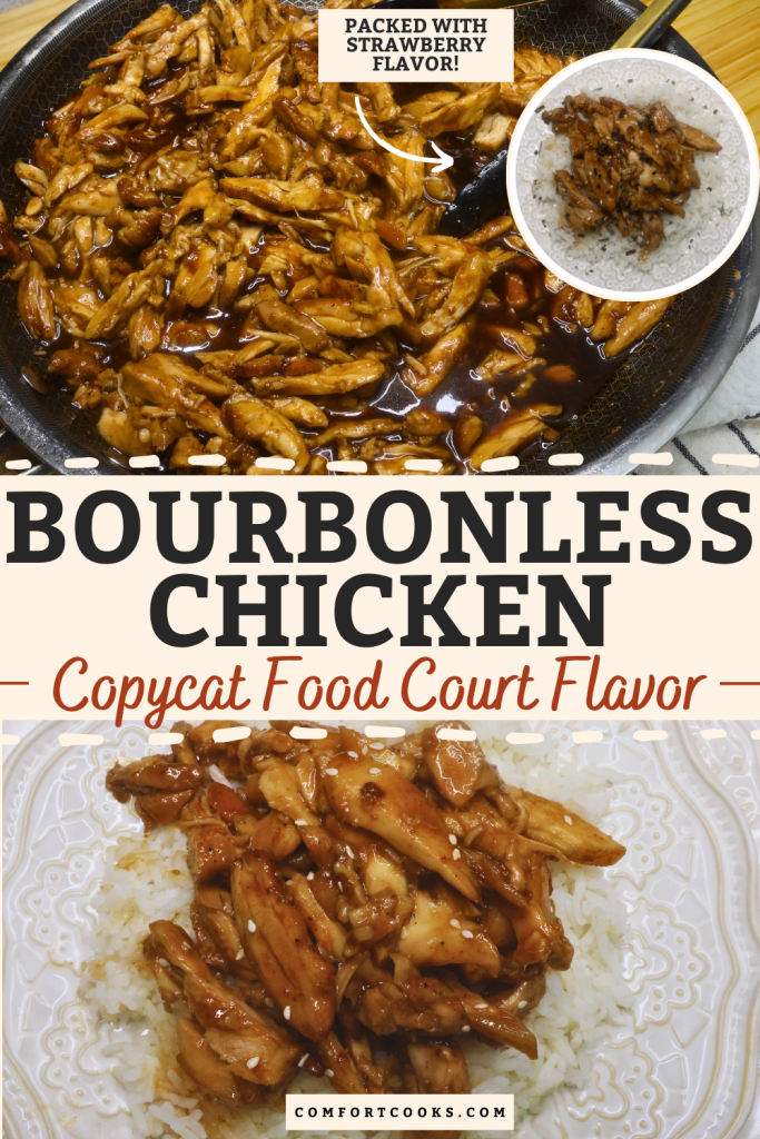Bourbonless Chicken Thighs Pin with text overlay