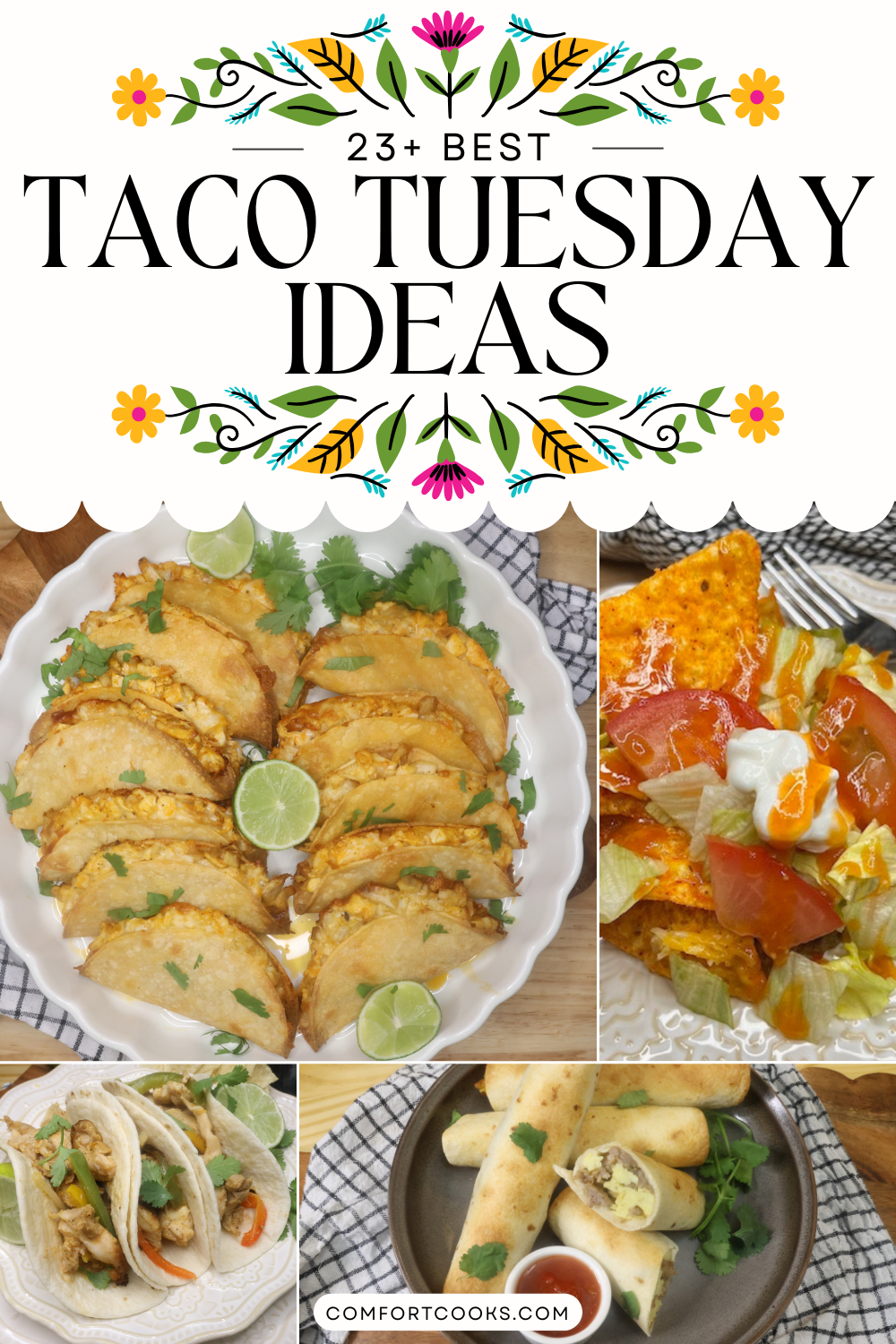 Best Taco Tuesday Recipes Mutlipart graphic with text overlay