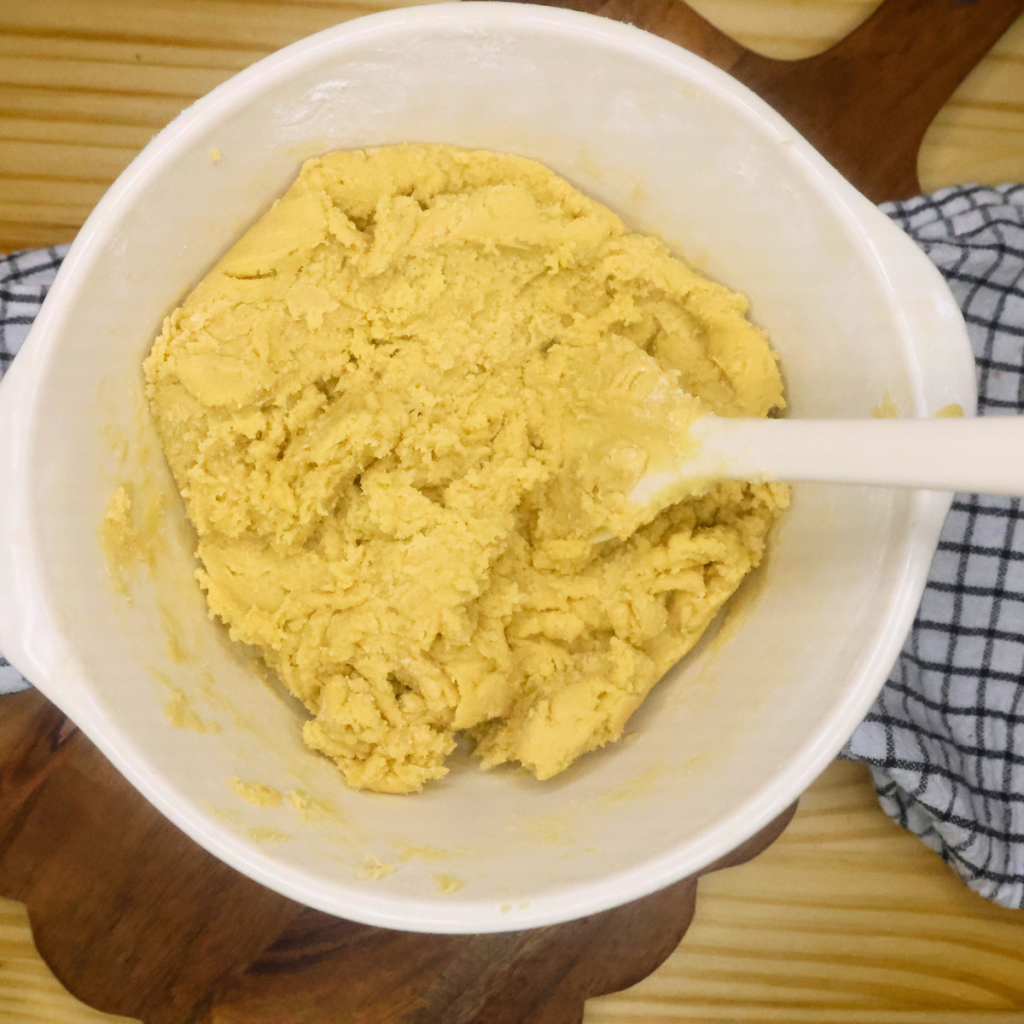 cookie dough without chocolate chips in a bowl